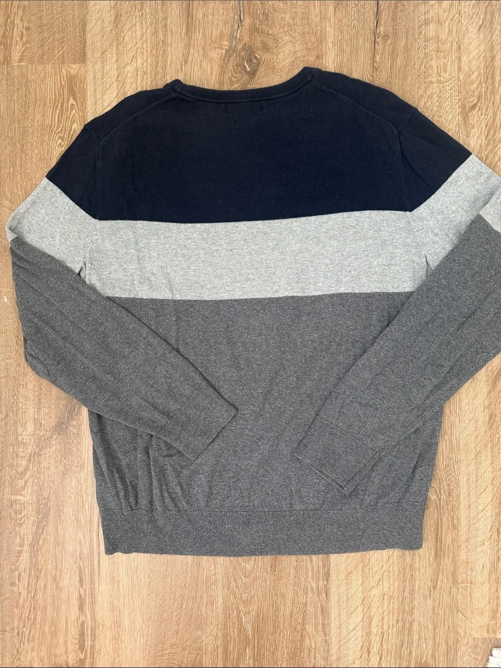 Banana Republic Men's Colorblock Crewneck Sweater - Navy, Light Gray, Charcoal